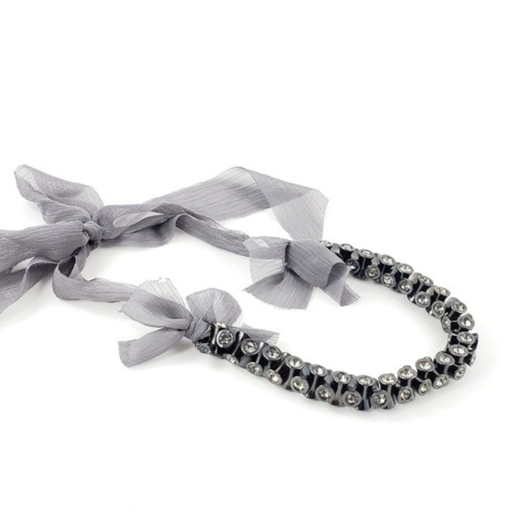 J. Crew Jewelry - J.CREW CRYSTAL LANYARD GUNMETAL NECKLACE - BLACK W